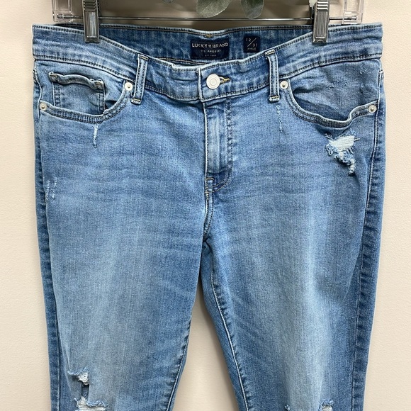 Lucky Brand Low Rise Skinny Stella Ankle Frayed Hem Distressed Denim Jeans 12/31 - Picture 2 of 16